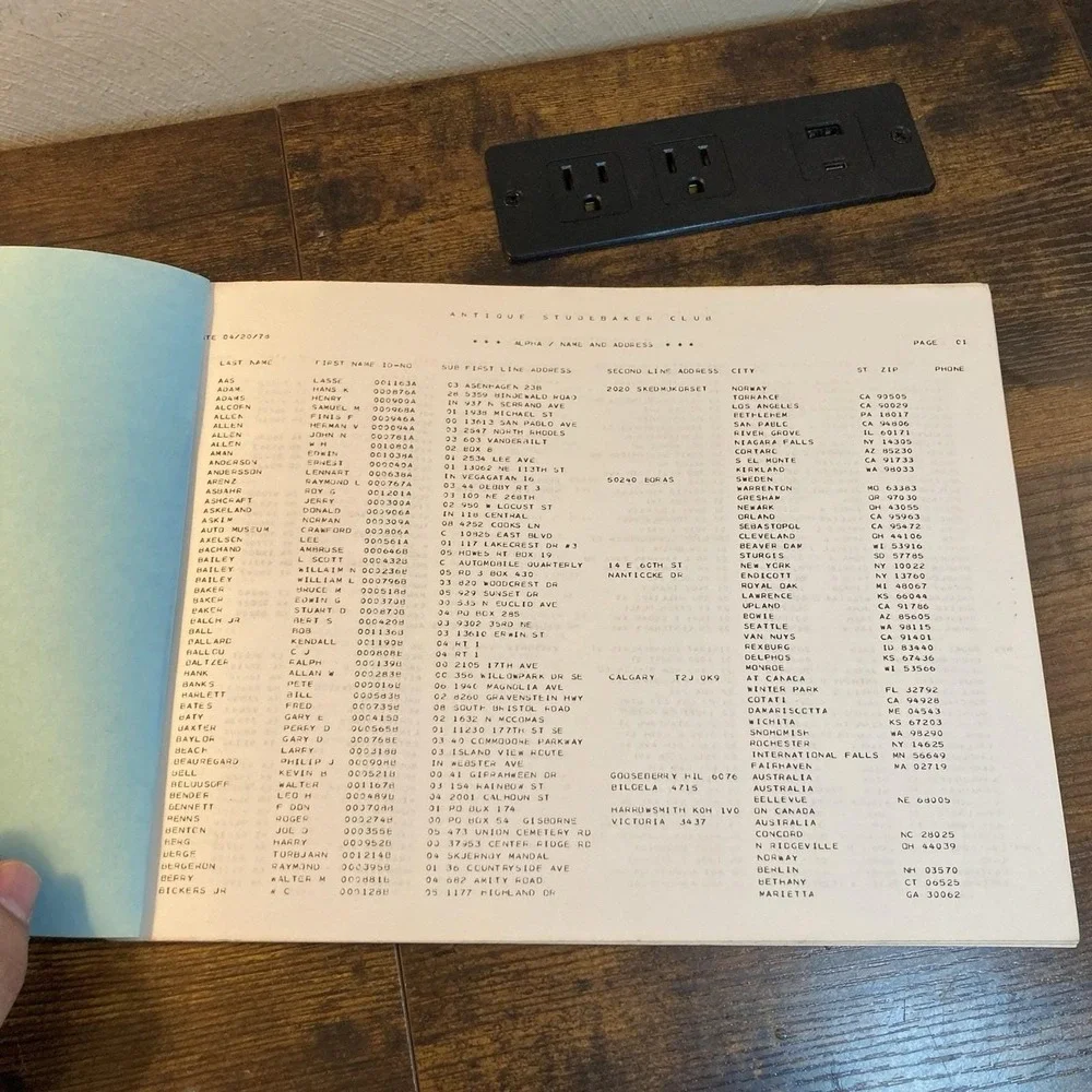 Antique Studebaker Club 1978 Roster Monrovia CA Cannon Vtg Ephemera